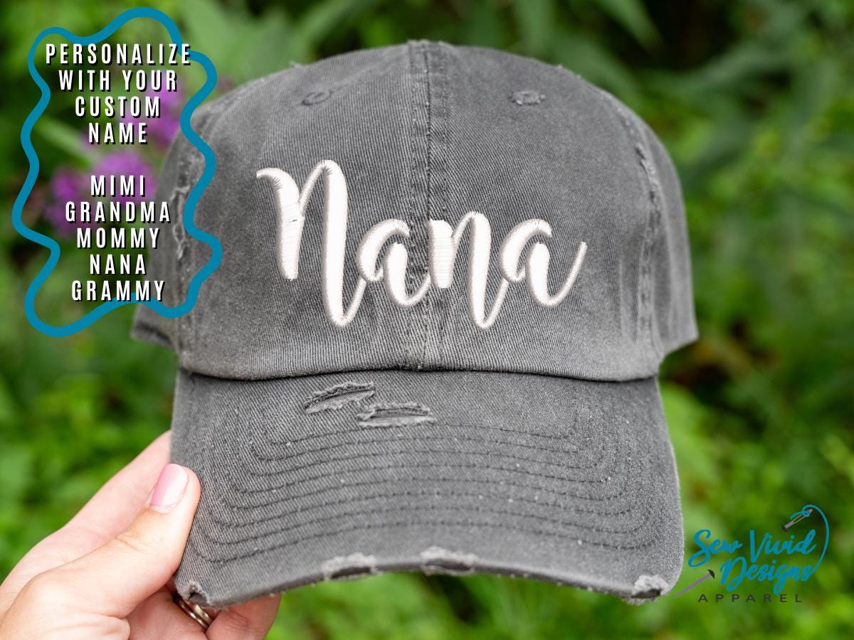 Nana Hat | Distressed Baseball Cap OR Ponytail Hat | Customize