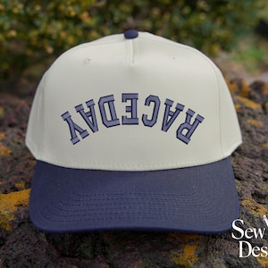 RACEDAY Hat | 5 Panel Two Tone Hat | Snapback Trendy Hat | Upside Down Rally Cap | Gifts for Race Moms, Wives, Girlfriends