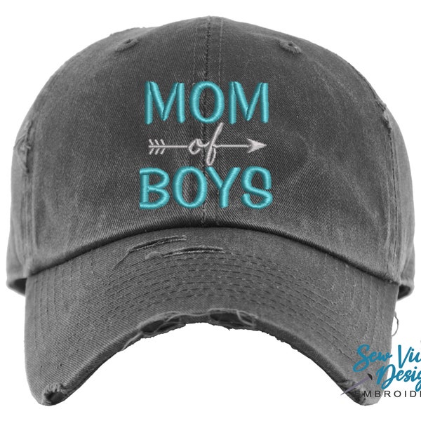 Mom of Boys Hat | Distressed Baseball Cap OR Ponytail Hat | Gifts for Mom | Mother's Day Gift | Christmas Gift