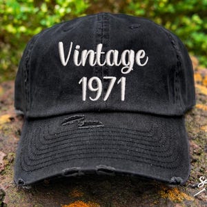 Vintage Birth Year Hat | Distressed Baseball Cap OR Ponytail Hat | Birthday Hat | Vintage Year | 40th Birthday | 50th Birthday | 30th Bday