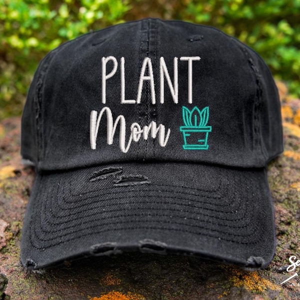 Chapeau de maman végétale | Casquette de baseball effet vieilli OU chapeau queue de cheval | Cadeau pour maman végétale | Cadeaux pour amoureux des plantes | Dame folle des plantes | Jardinage d'intérieur