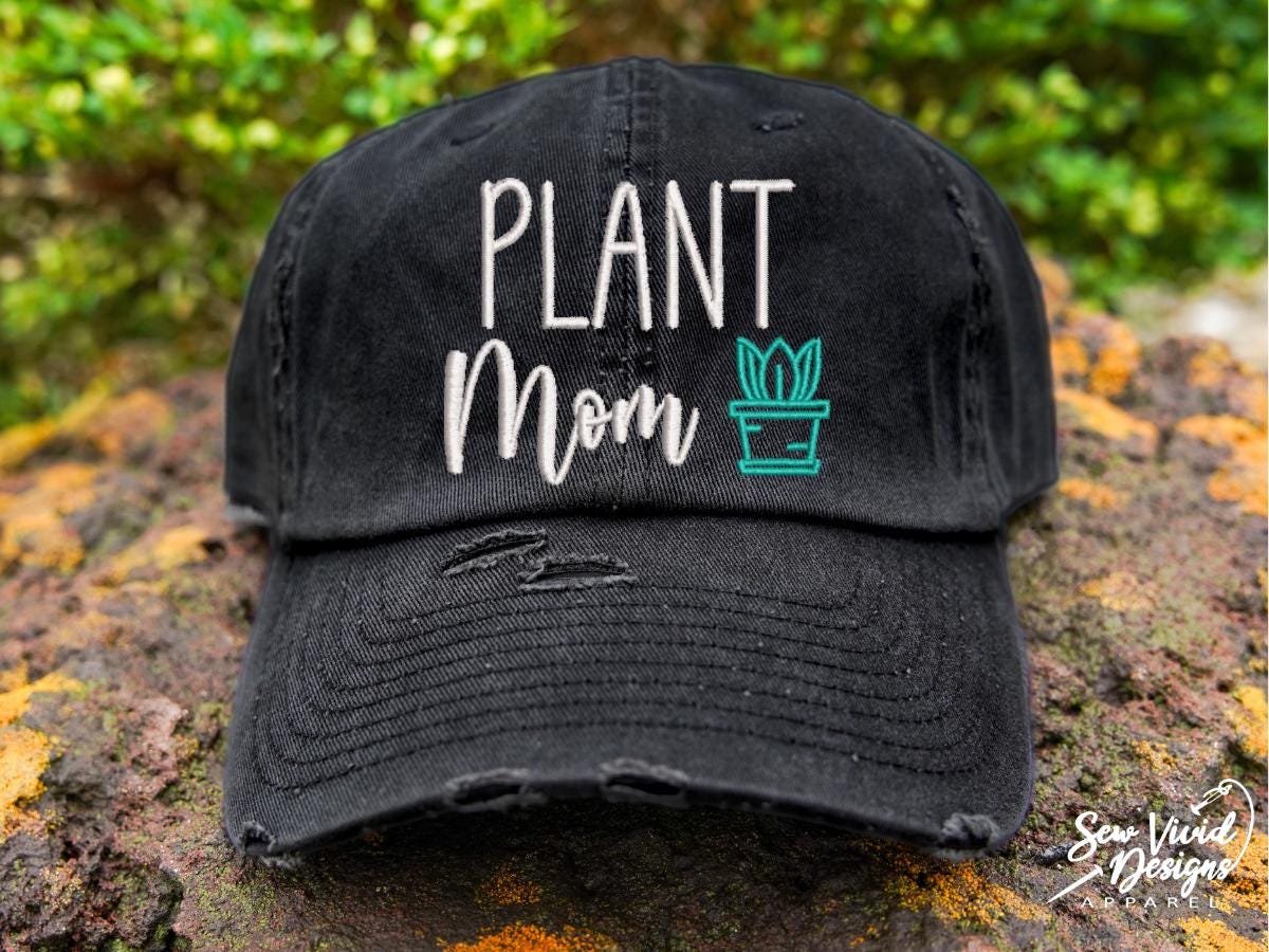 Plant Mom Hat | Distressed Baseball Cap OR Ponytail Hat
