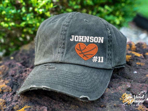 New Custom Designed Brown Distressed Baseball Cap w/ Embroidered Heart Football Football Heart Hat W/ Name & Number | DISTRESSED Baseball  main image 4