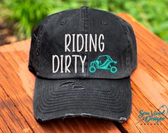 Riding Dirty Side by Side Hat | Distressed Baseball Cap OR Ponytail Hat | UTV Riding | Mudding Accessories | SXS Hats | Offroading Hats