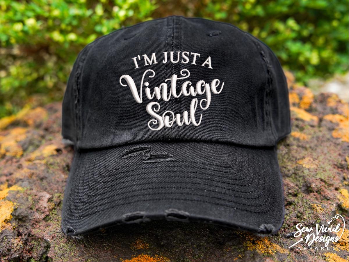 Vintage Souls VS Women’s Baseball Hat in Distressed Rinse Denim Wash Fashionable Vintage Denim Baseball Cap, Casual Wash  main image 2
