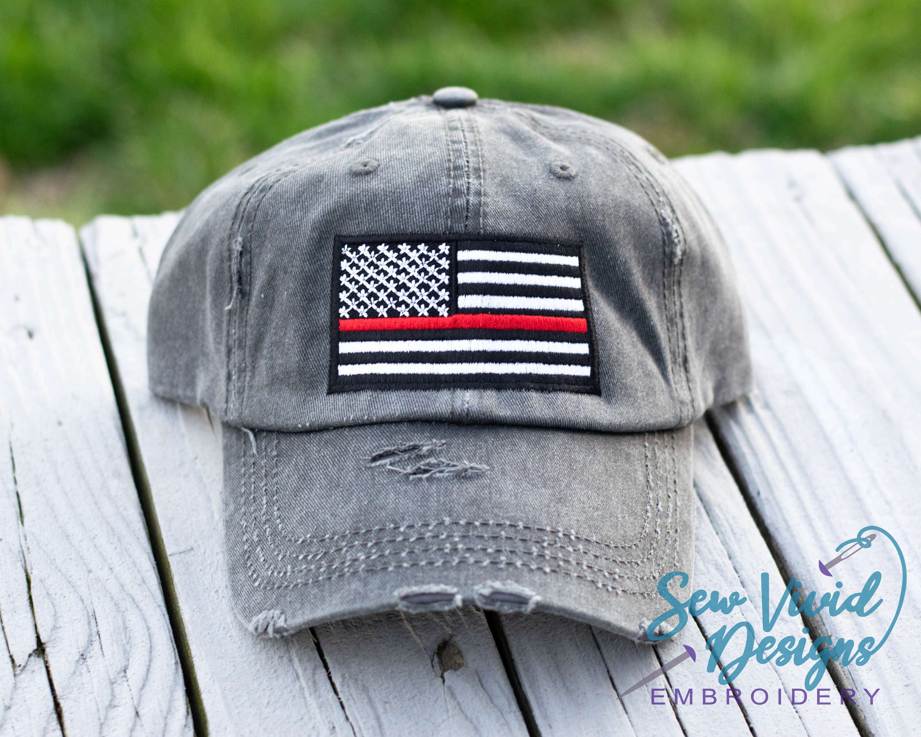 Thin Red Line Flag Distressed Baseball 