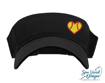 Softball Visor | Custom Embroidered Sun Visor | Softball Fan | Softball Mom Hat | Softball Heart | Visor Hat | Summer Sports Hat