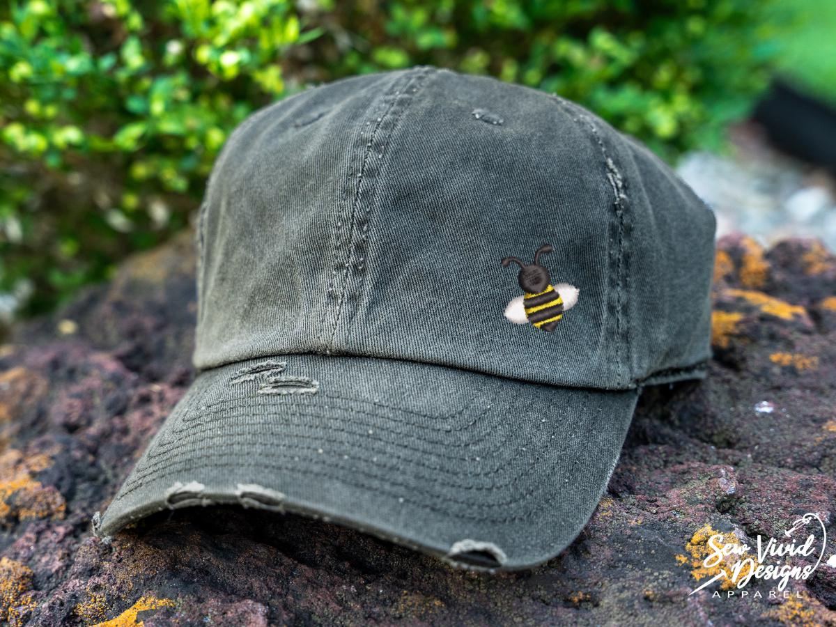 Bee Hat | Distressed Baseball Cap OR Ponytail Hat 