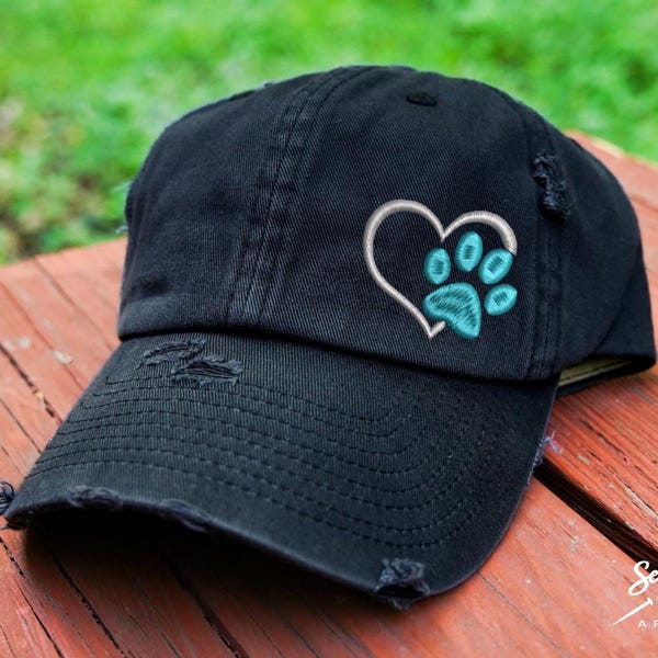 Paw Print Hat | Distressed Baseball Cap OR Ponytail Hat | Dog Mama | Dog Mom Hat | Fur Mama | Custom Embroidered Hat | Cat Lover Gift