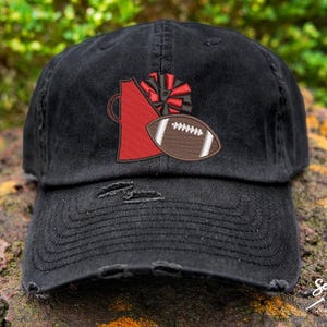 Football Cheerleading Hat | Distressed Baseball Cap OR Ponytail Hat | Football Cheerleader Hat | Cheer Mom Hat | Custom School Colors