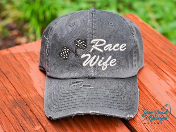 Race Wife Hat, Custom Embroidered Hat, Race Family, Checkered Flag Hat, Custom Trucker Hat, Wife Hat, Gift for Wife, Race Swag