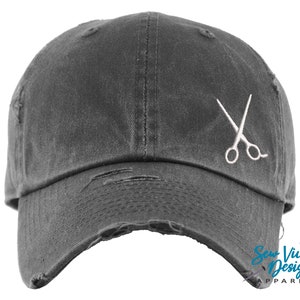 Hairstylist Hat - Shears | Distressed Baseball Cap OR Ponytail Hat | Hairstylist Gift | Shears | Hair Stylist Hairdresser Beautician Barber
