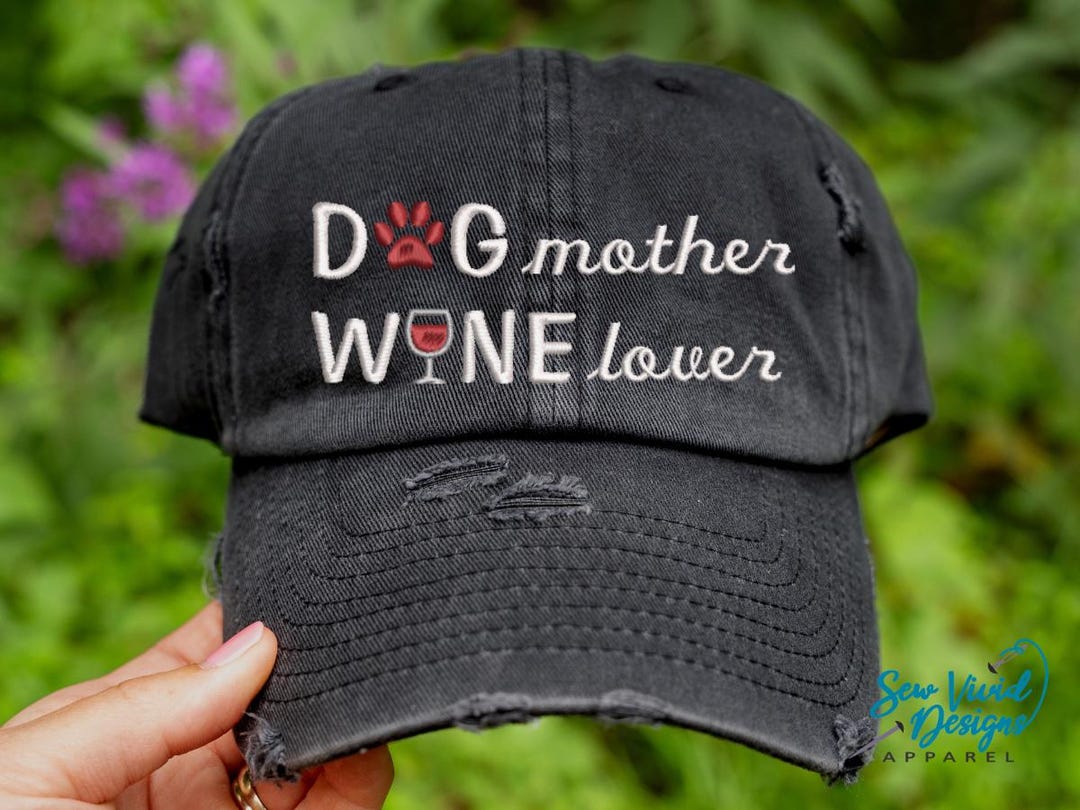 Dog Mother Wine Lover Custom Embroidered Hat Personalized  display picture 1