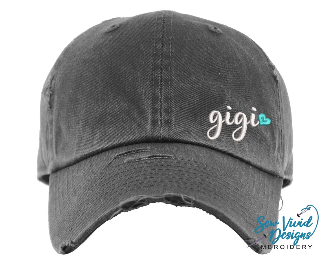 Gigi W/ Heart Hat Distressed Baseball Cap OR Ponytail Hat | Etsy