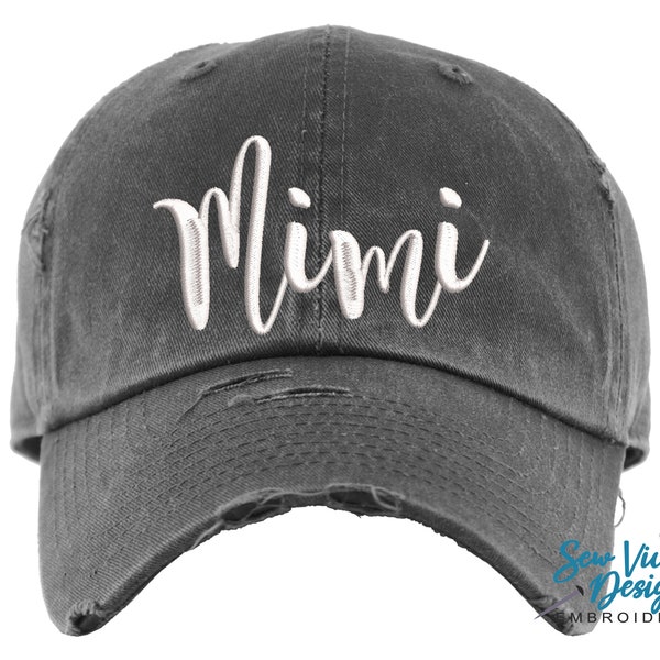 Shenbors Gigi Mimi Baseball Cap - Washed Navy Blue Dad Hat, Adjustable, Embroidered For Grandma/Grandkids