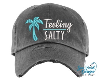 Feeling Salty Hat for women | Women's Beach Baseball Cap OR Ponytail Hat | Beach Hat for Vacation | Custom Beach Cap | Women's Summer Hat