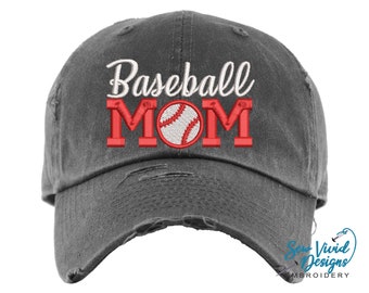 Baseball Mom Hat | Distressed Baseball Cap OR Ponytail Hat | Custom Colors | Baseball Mom Gifts | Baseball Mama