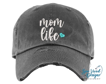 Mom life Hat | Distressed Baseball Cap OR Ponytail Hat | Momlife Cap | Mother's Day Gift | New Mom Gift | Gifts for mom | Pregnancy Gift