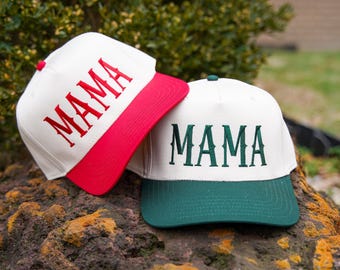 Mama Hat | 5 Panel Two Tone Hat | Snapback Trendy Hat | Mama Western Font Hat | Trendy Trucker Hat | Gift For Mom | Mothers Day Ballcap