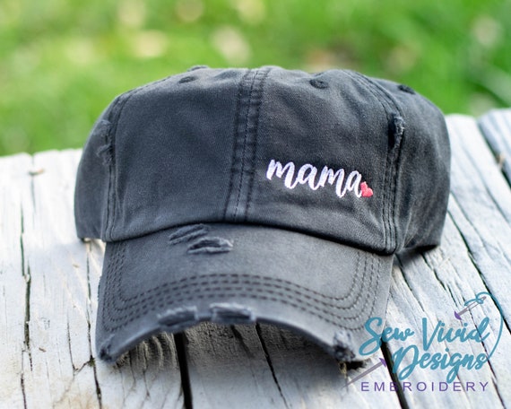 Mama Hat | Distressed Baseball Cap OR Ponytail Hat | Custom  display picture 2