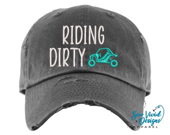 Riding Dirty Side by Side Hat | Distressed Baseball Cap OR Ponytail Hat | UTV Riding | Mudding Accessories | SXS Hats | Offroading Hats