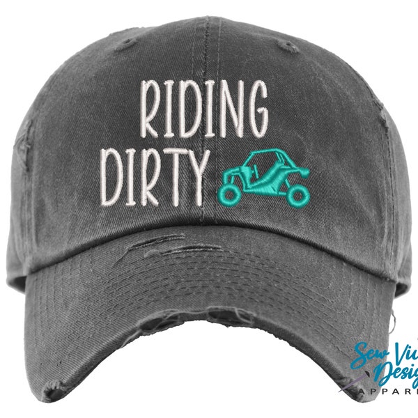 Riding Dirty Side by Side Hat | Distressed Baseball Cap OR Ponytail Hat | UTV Riding | Mudding Accessories | SXS Hats | Offroading Hats