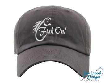 Fish On Hat | CLASSIC Baseball Cap | Fishing Hat | Fisherman Gift | Custom Bass Fishing Hat | Angler Fishing Gifts | Father's Day Gift