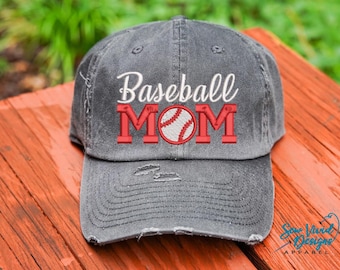 Baseball Mom Hat | Distressed Baseball Cap OR Ponytail Hat | Custom Colors | Baseball Mom Gifts | Baseball Mama