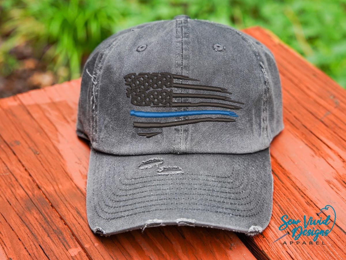 55% Cotton 45% Polyester Distressed Trucker Hat Snapback Adjustable OTD Distressed Canvas Trucker Hat | Blue | Gift Shop | One  main image 4