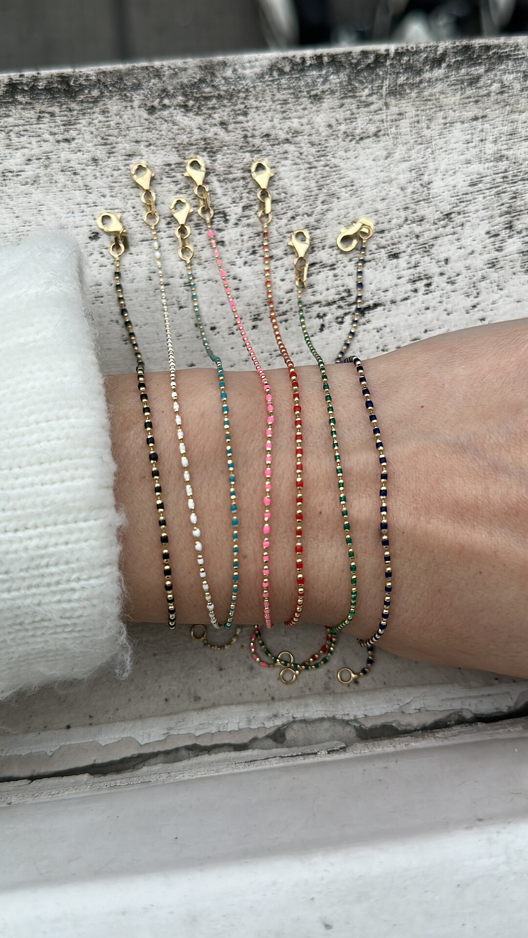 14K Gold Beaded Chain Bracelet, Italian Ball Bead Bracelet, Layering ...