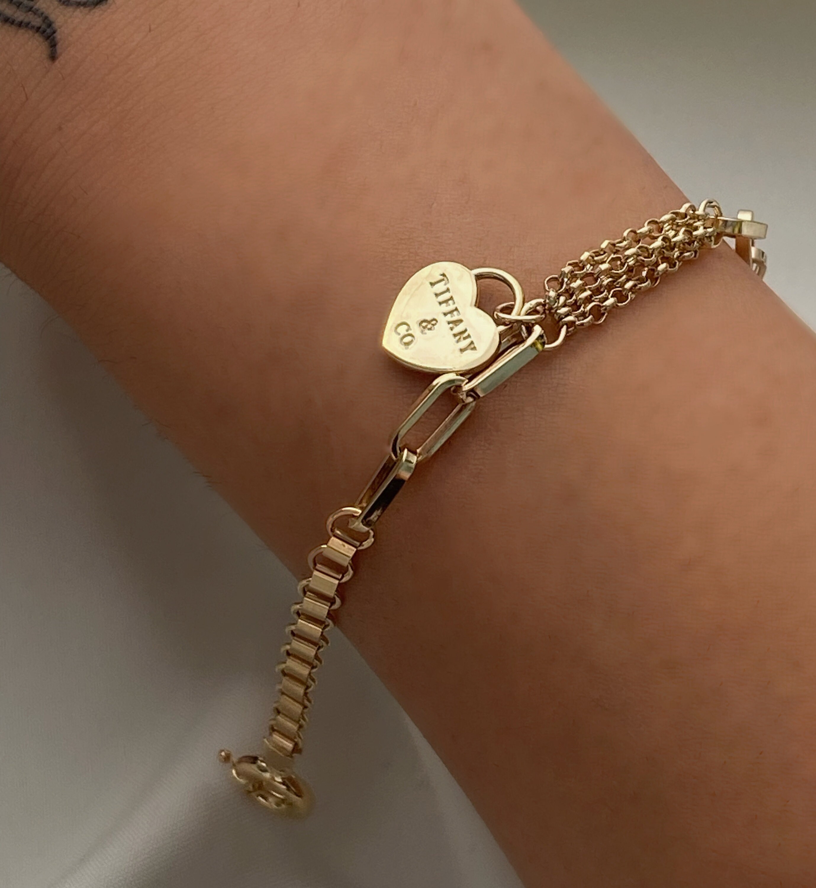 14k Gold Rolo Link Bracelet With Heart Charm Thick Belcher Etsy