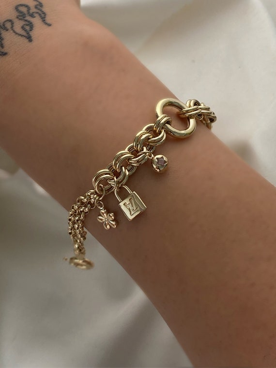 14k Gold Rolo Link Bracelet With Rolo Charm Thick Belcher Chain Gold Bracelet Sailor Lock Clasp Puffy Rolo Charm Valentines Gift Etsy