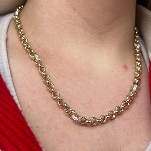 14K ゴールド ロロ リンク ネックレス ハート チャーム付き | 太めの 