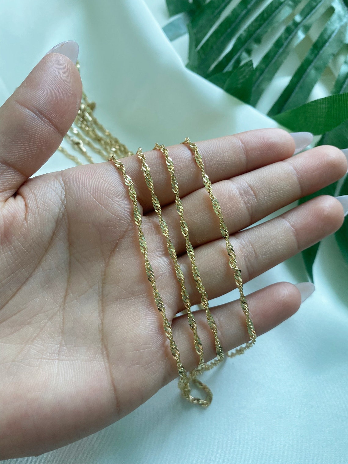 14K Solid Gold Singapore Rope Chain Necklace3 Mm Thick Etsy