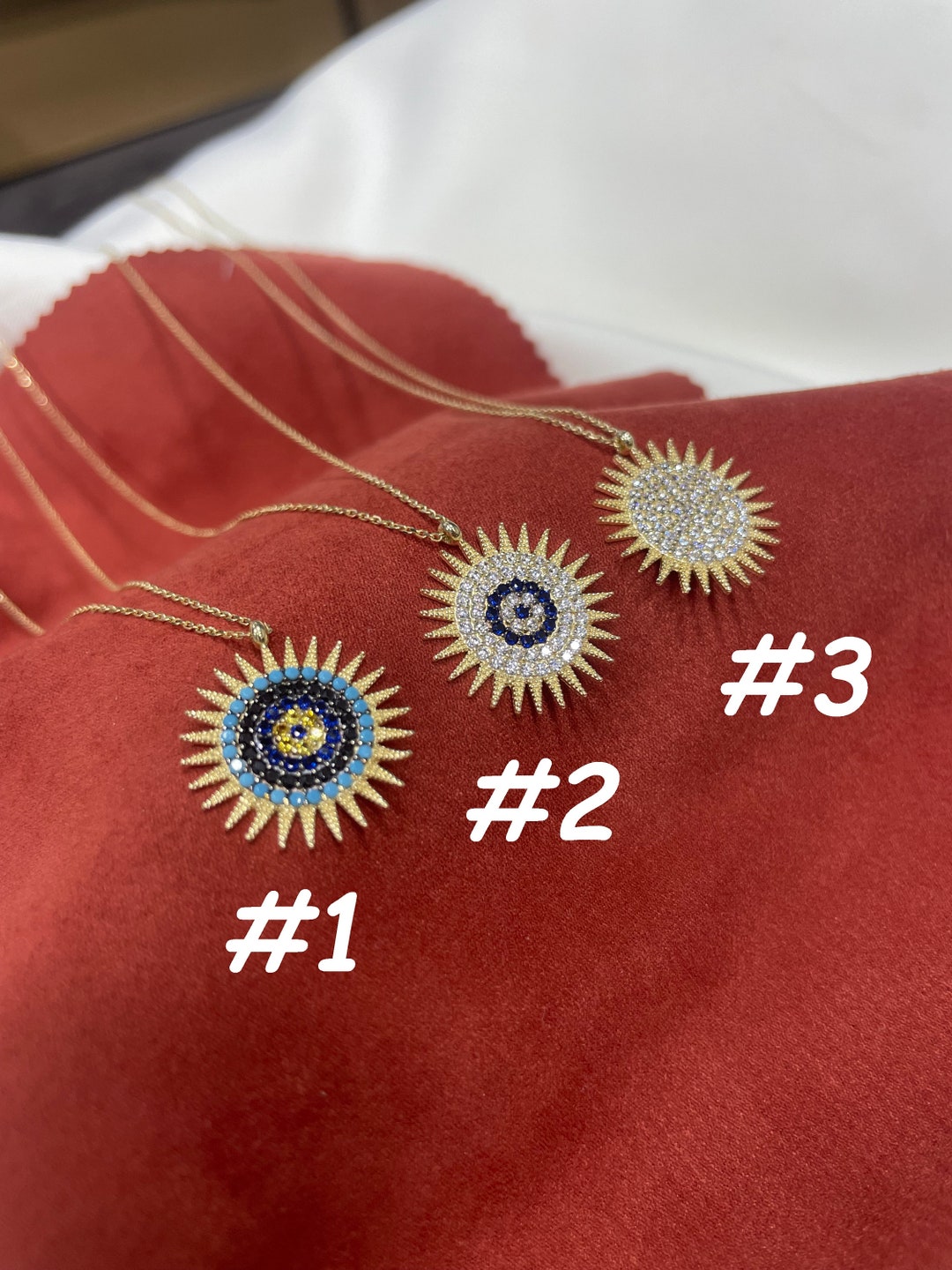 14k Solid Gold Sun Pendant, Gold Sun Necklace, Sunburst Necklace, Gift