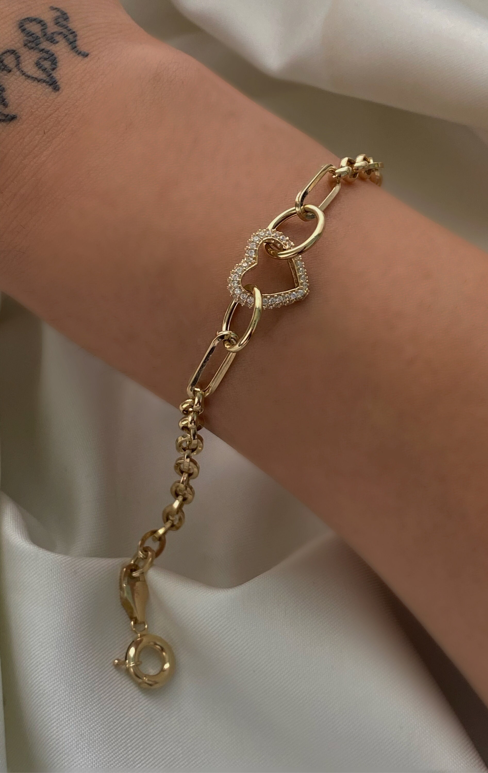 Rolo Charm Bracelet Gold Filled / with Link Lock / 8