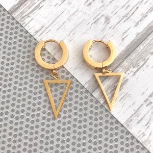 Stainless steel hoop earrings, gold statement earrings, gold geometric earrings, minimalist earrings, modern  earrings