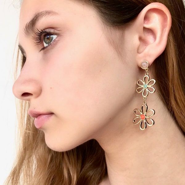 Floral Statement Earrings Etsy