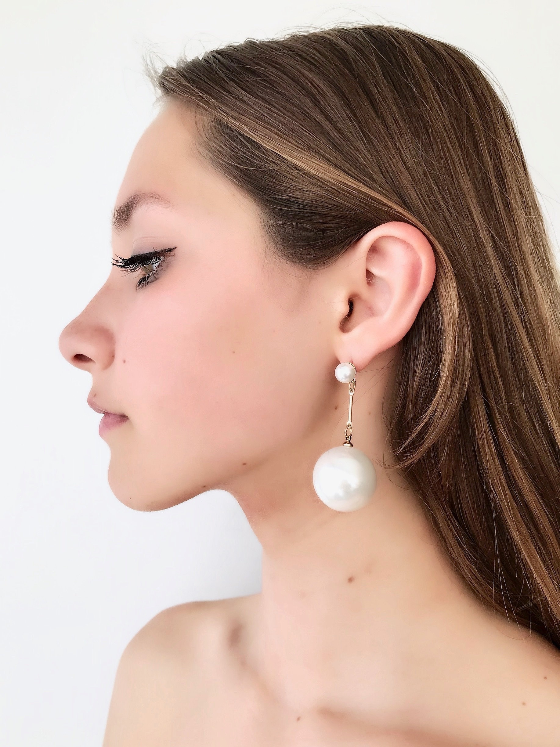 Big Pearl Drop Earrings Statement Pearl Earrings Unique Earrings