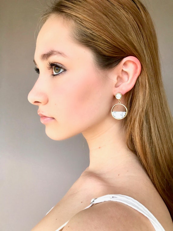 Marble drop earrings deals
