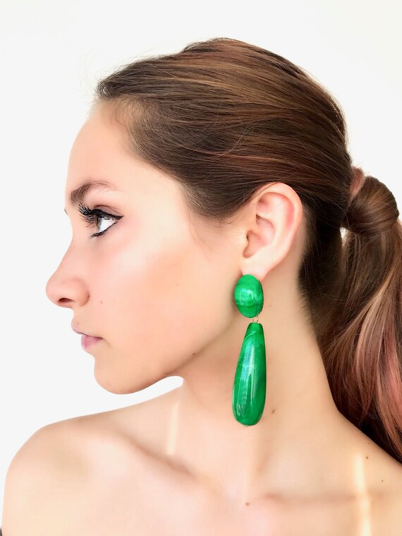 Correspondent Egomania spelen Groene oorbellen acryl oorbellen grote smaragdgroene - Etsy Nederland