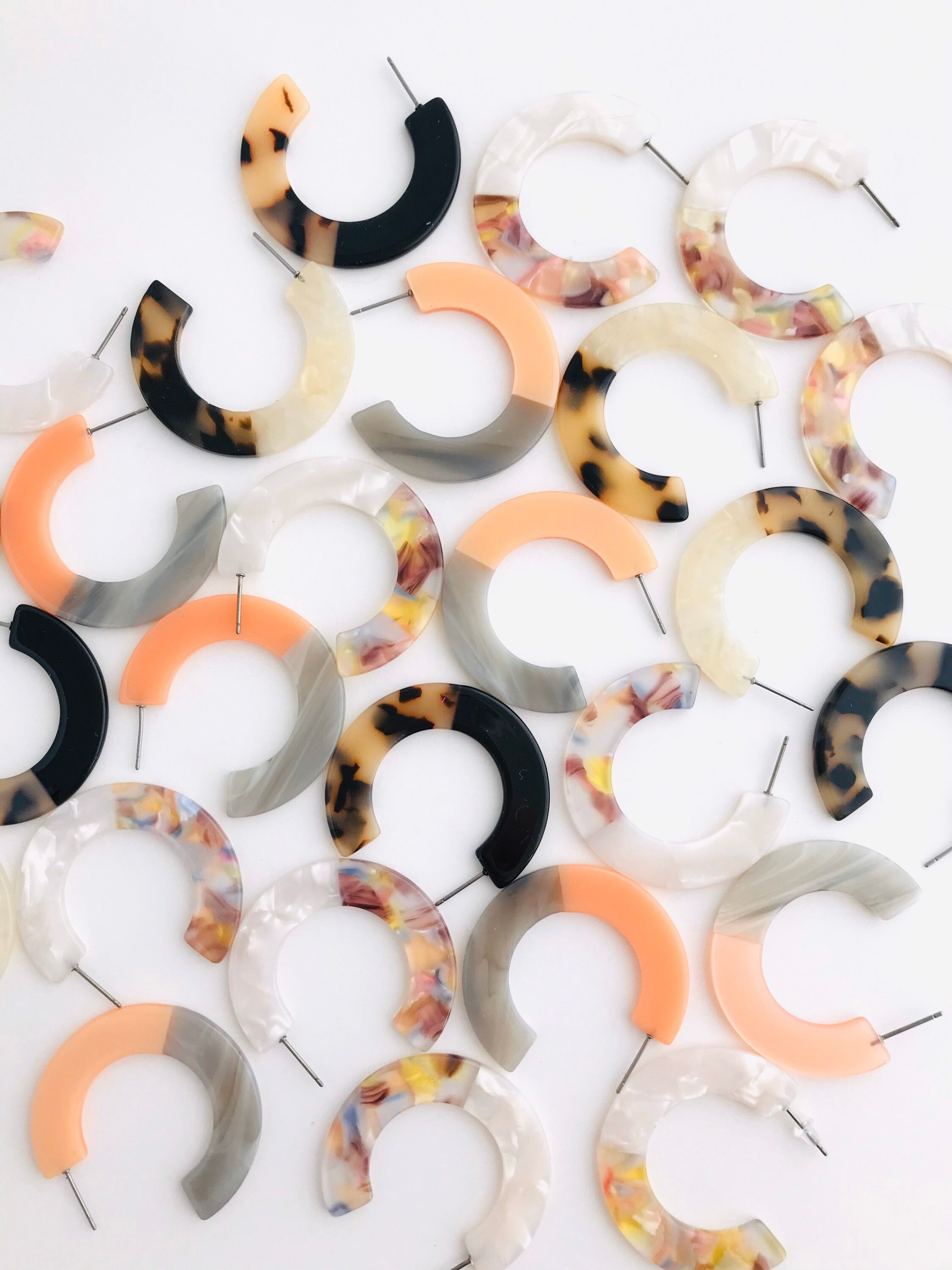 Multi Color Hoop Earrings Acrylic Semi Hoops Statement Hoop Etsy