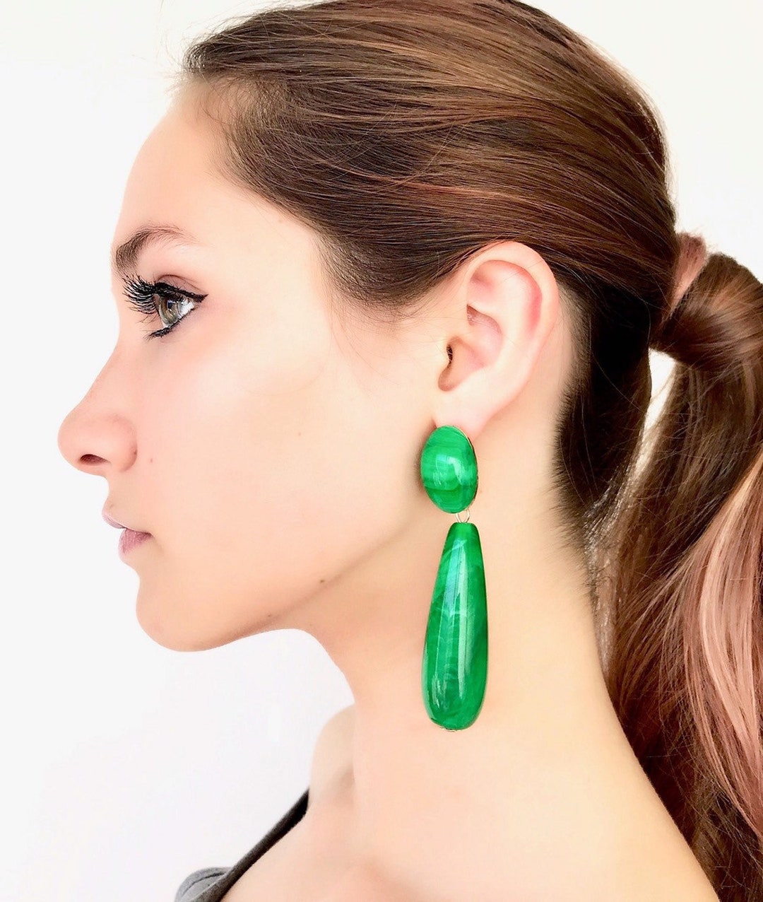 Dark green earrings online Clearance