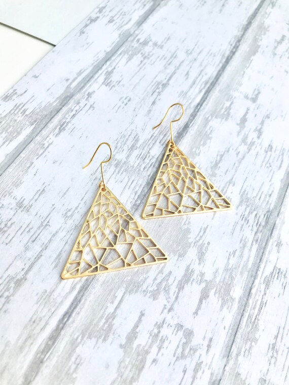 Gold Triangle Earrings Gold Geometric Earrings Minimalist