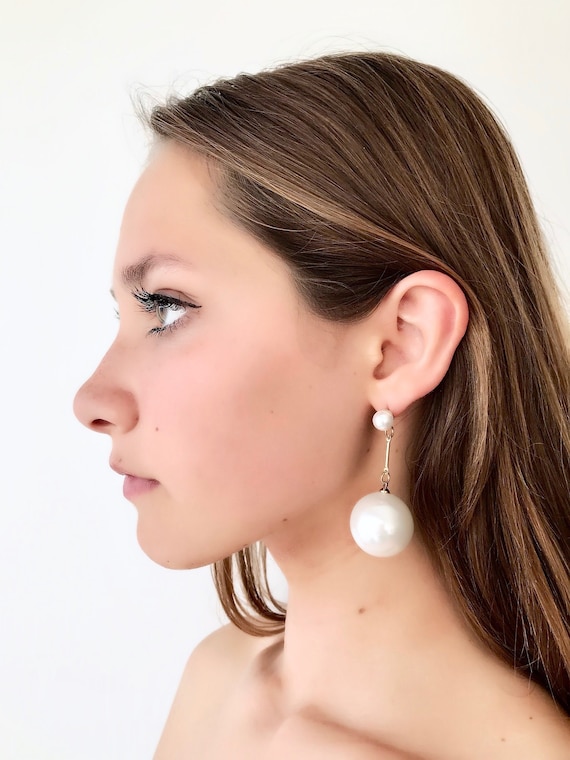 Dahlia asymmetrical Silver Freshwater Pearl drop Earrings – Dagmar Korecki  Jewellery