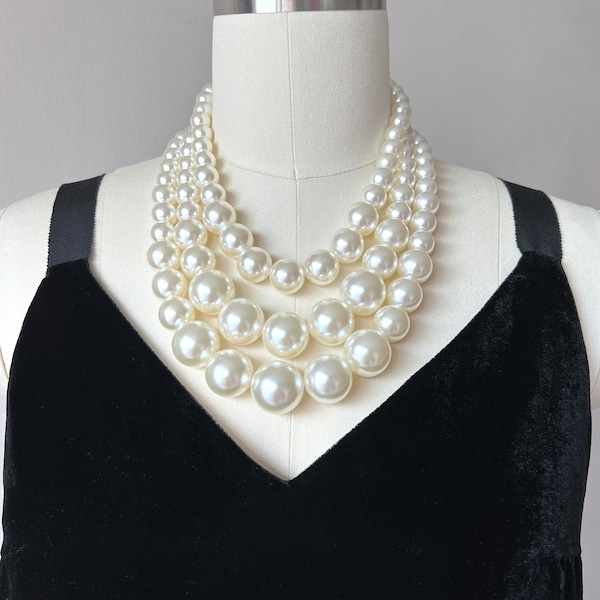 Crystal And Pearl Formal Statement Necklace Set