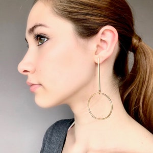 Gold modern earrings, golden hoop earrings, contemporary earrings, statement earrings, modern earrings