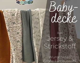 Babydecke personalisiert Kinderwagendecke - Strickstoff u. Jersey - Decke für Kleinkind & Baby
