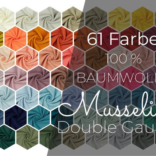 8 Euro/m Musselin Double Gauze 100 % Baumwollstoff Meterware