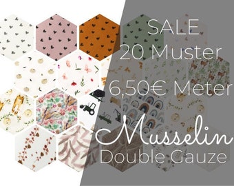 6,50 Euro/m Musselin Double Gauze Digitaldruck Muster Meterware